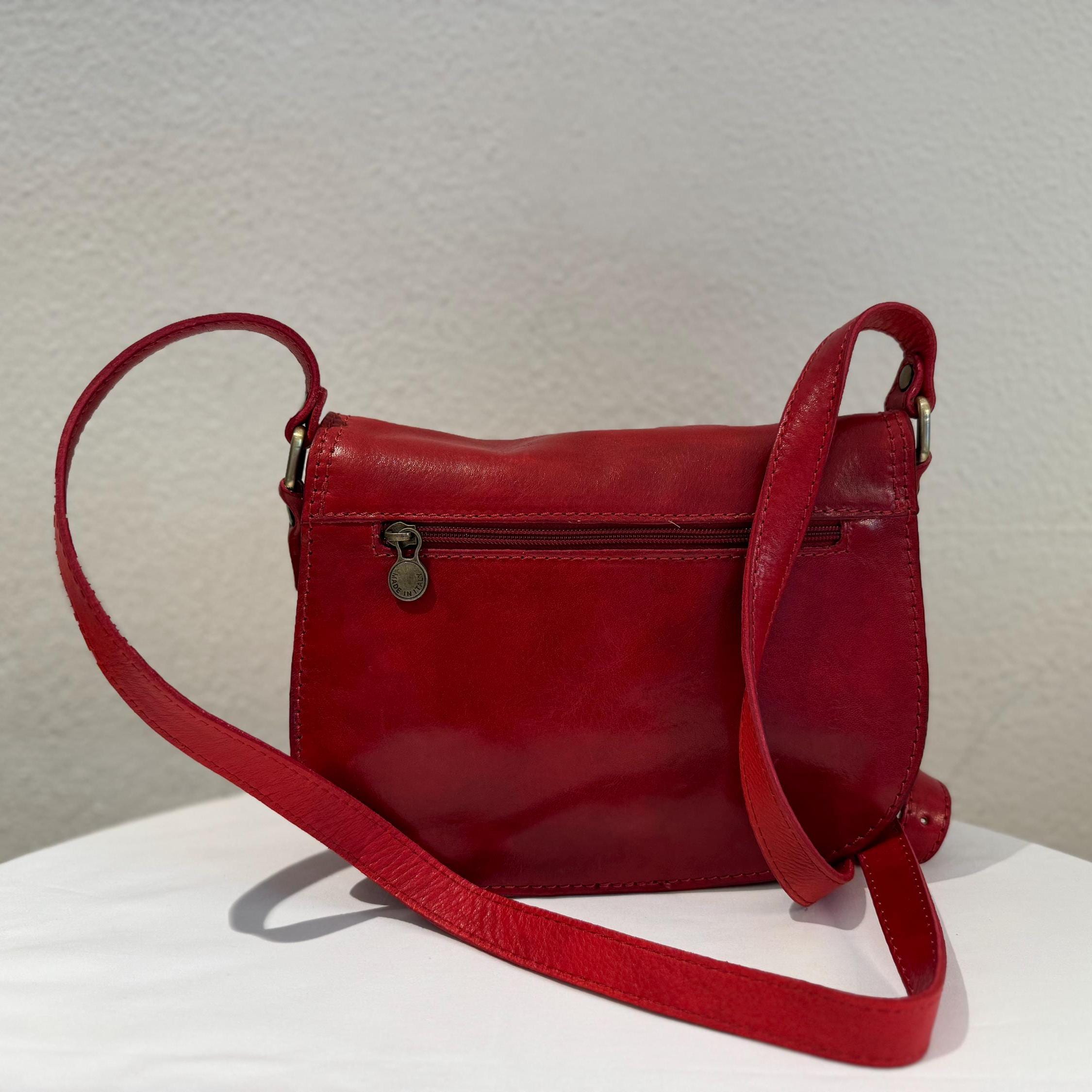 Italian Handmade Leather Bags For Women | Elegant Saddle Bag From Florence, Red Bag, Made in Italy