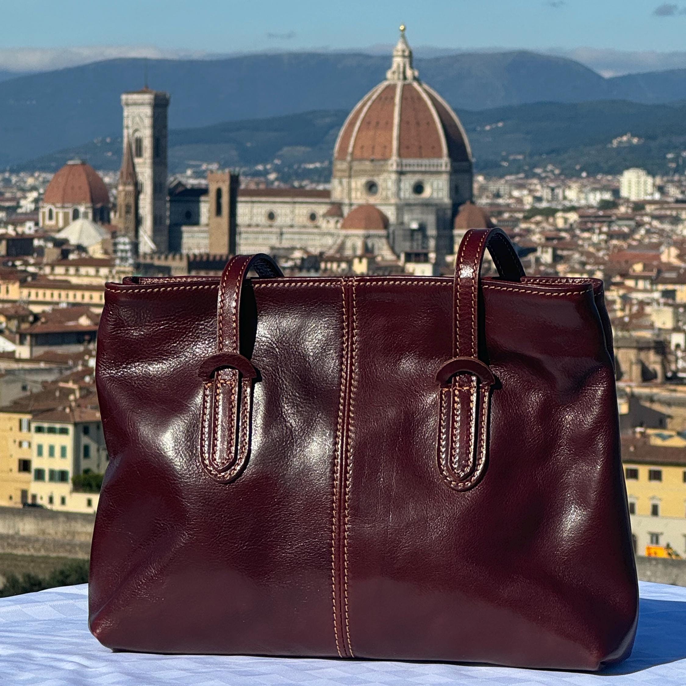 Italian Handmade Leather Bag For Women | Elegant Leather Tote Bag From Florence | Dark Brown Bag | Made in Italy