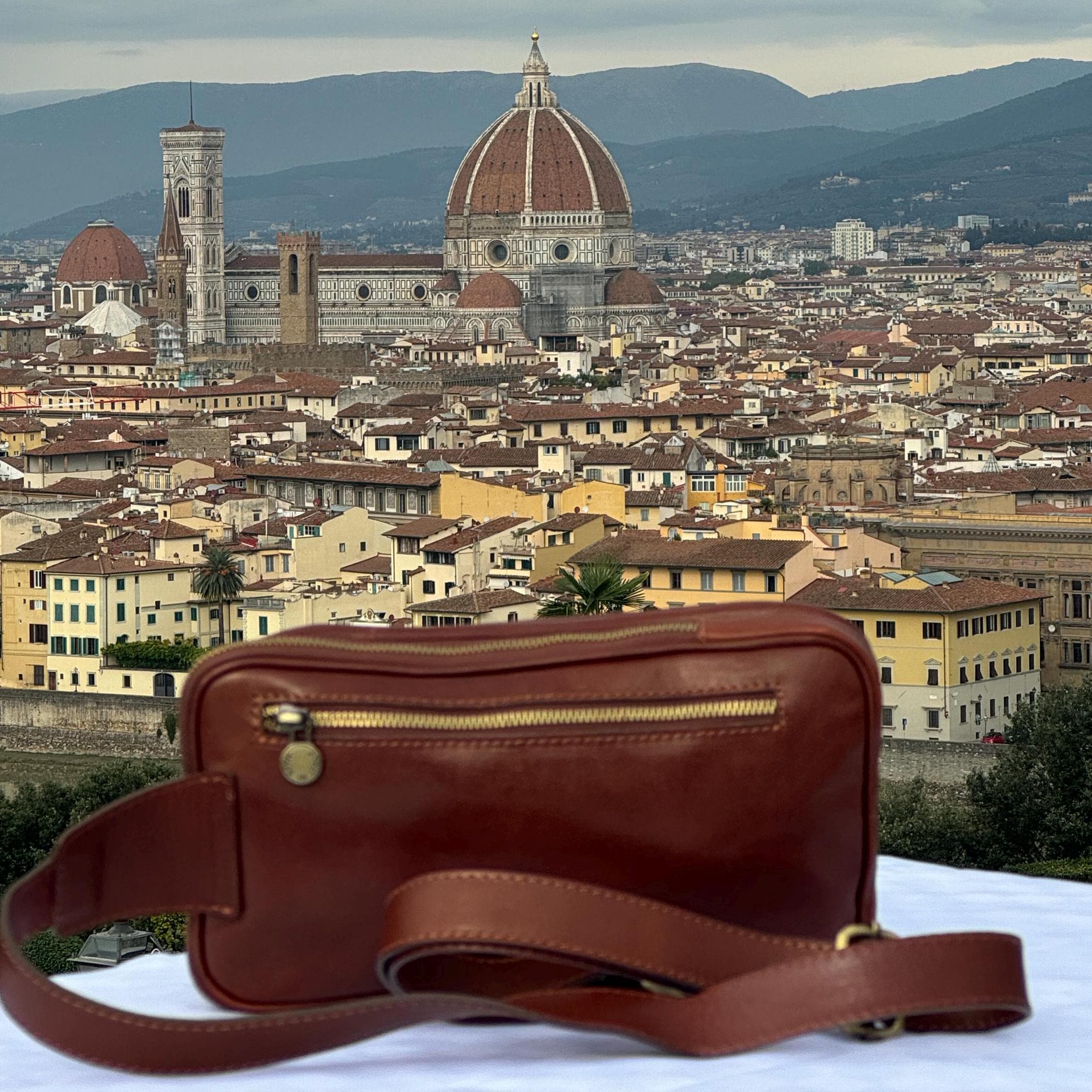 Italian Handmade Leather Bags for Unisex l l Stylish Belt, Crossbody, and Sling Bag from Florence, Brown Bag, Made in Italy