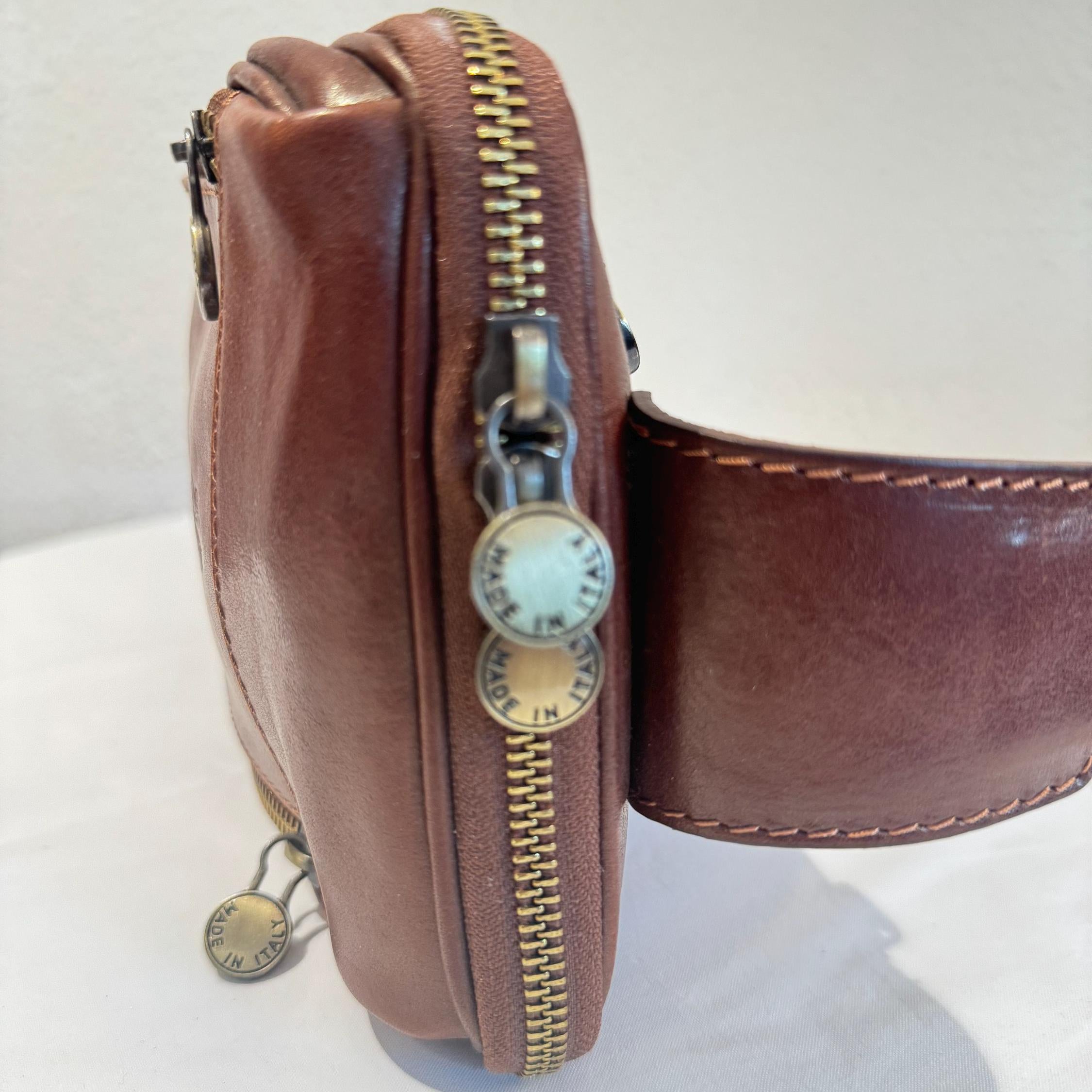 Italian Handmade Leather Bags for Unisex l l Stylish Belt, Crossbody, and Sling Bag from Florence, Brown Bag, Made in Italy