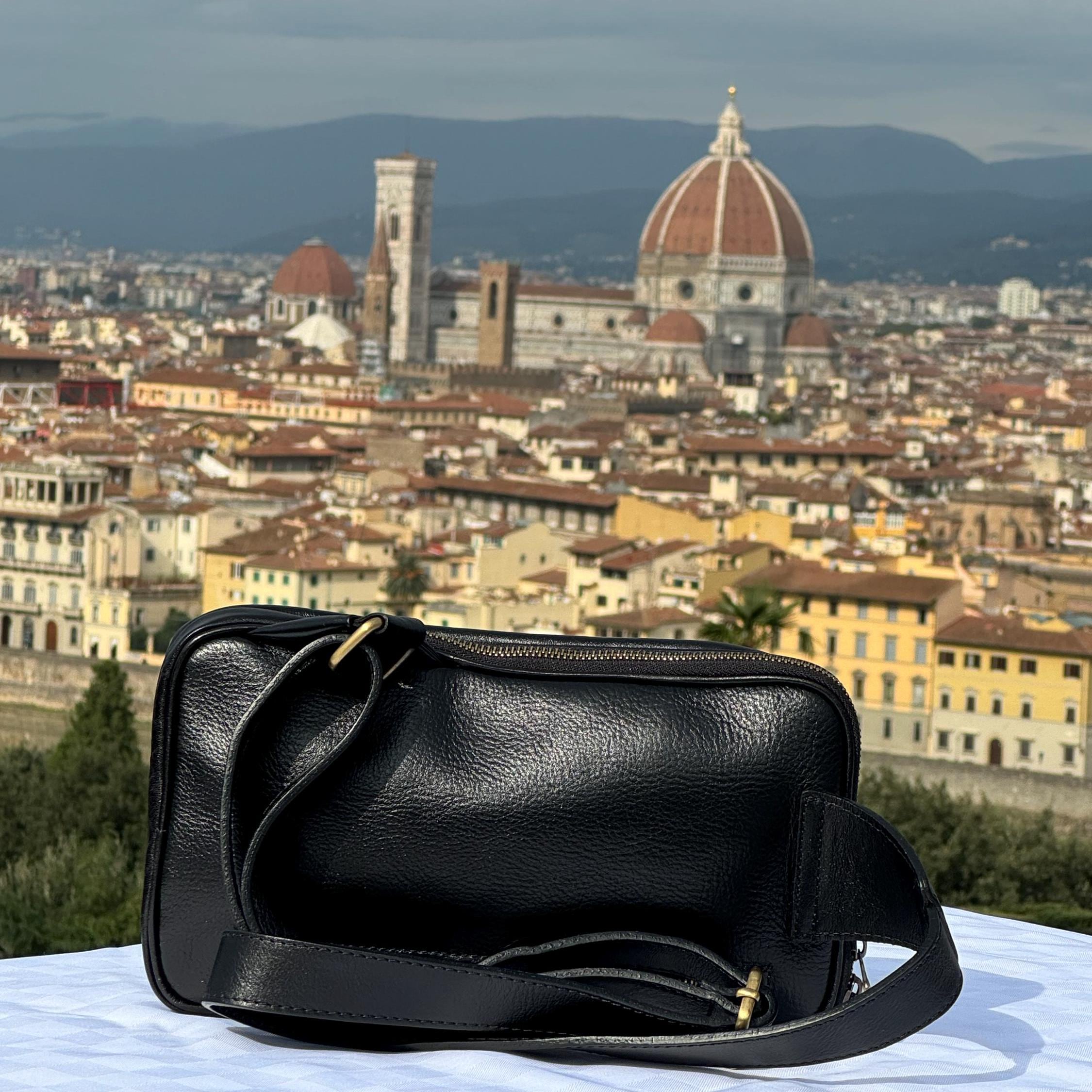 Italian Handmade Leather Bags for Unisex l l Stylish Belt, Crossbody, and Sling Bag from Florence, Brown Bag, Made in Italy