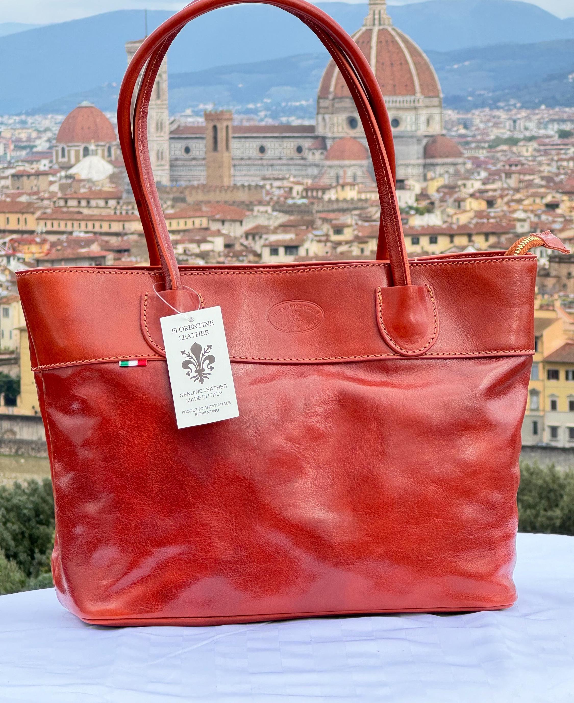 Italian Handmade Leather Bag for Women | Elegant Brown Leather Tote from Florence | Made in Italy | Stylish Handbag