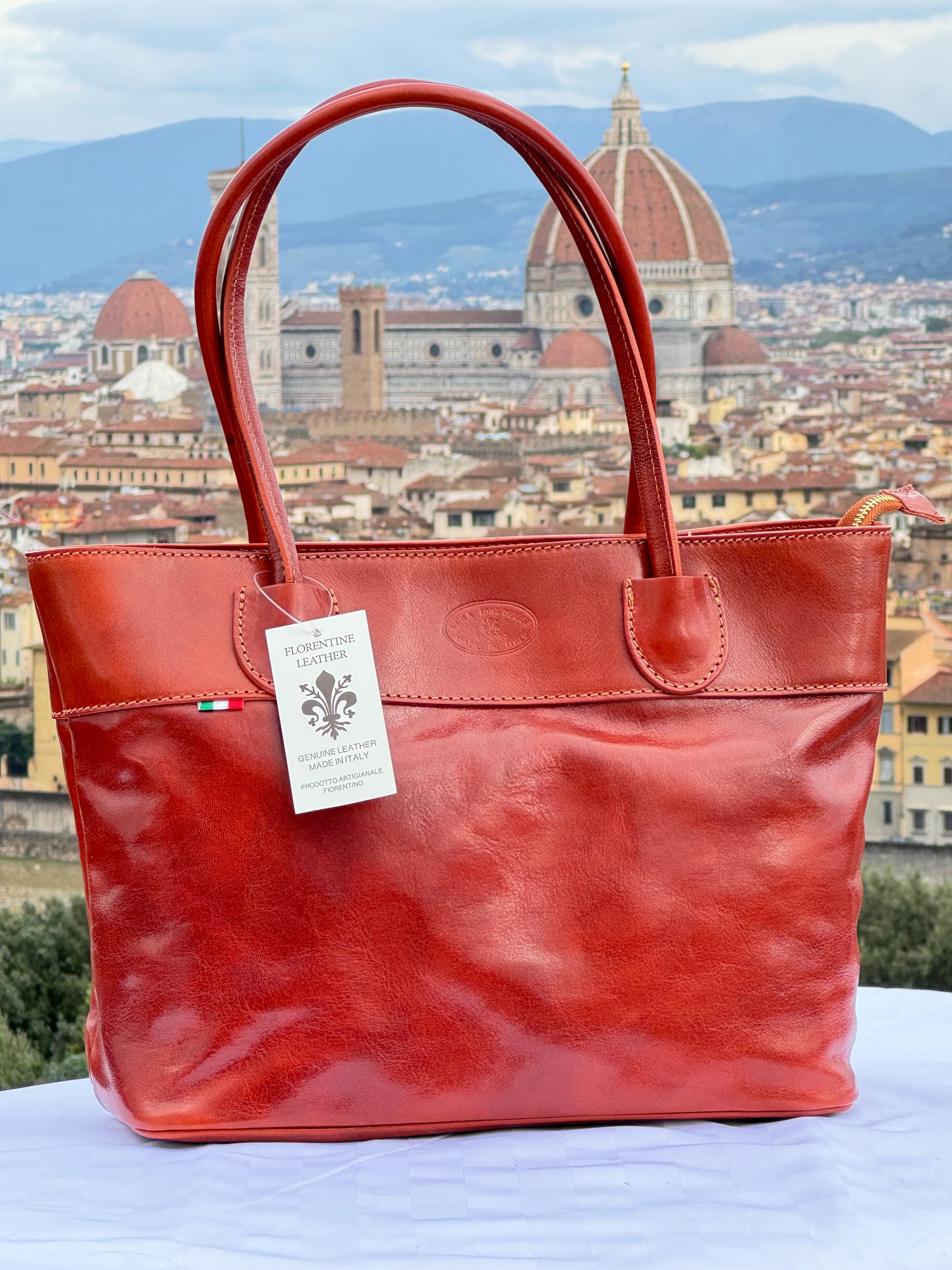 Italian Handmade Leather Bag for Women | Elegant Brown Leather Tote from Florence | Made in Italy | Stylish Handbag