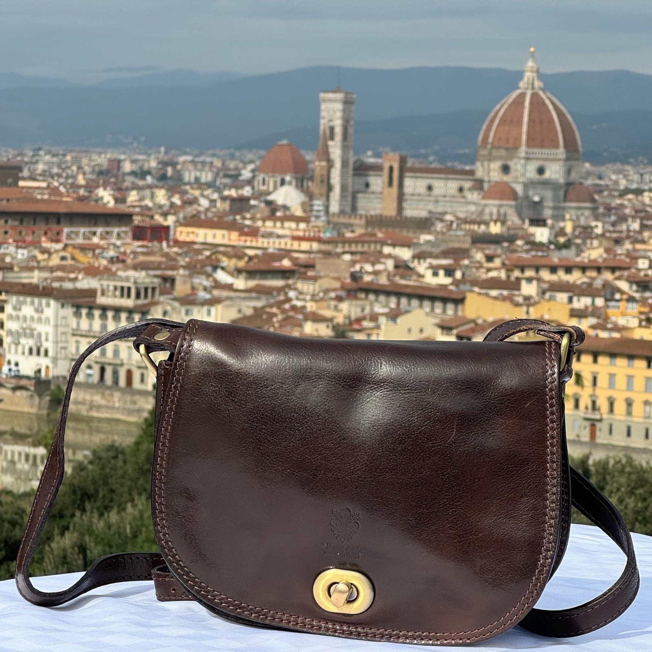 Italian Handmade Leather Bag For Women | Vintage Brown Leather Crossbody From Florence, Made in Italy