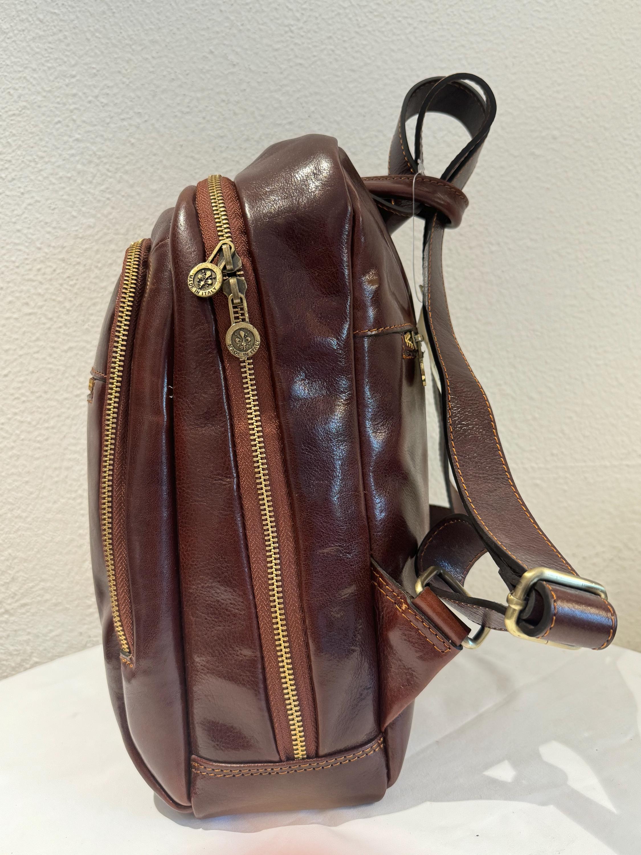 Italian Handmade Leather Backpack For Women | Elegant Brown Leather Backpack From Florence, Made in Italy