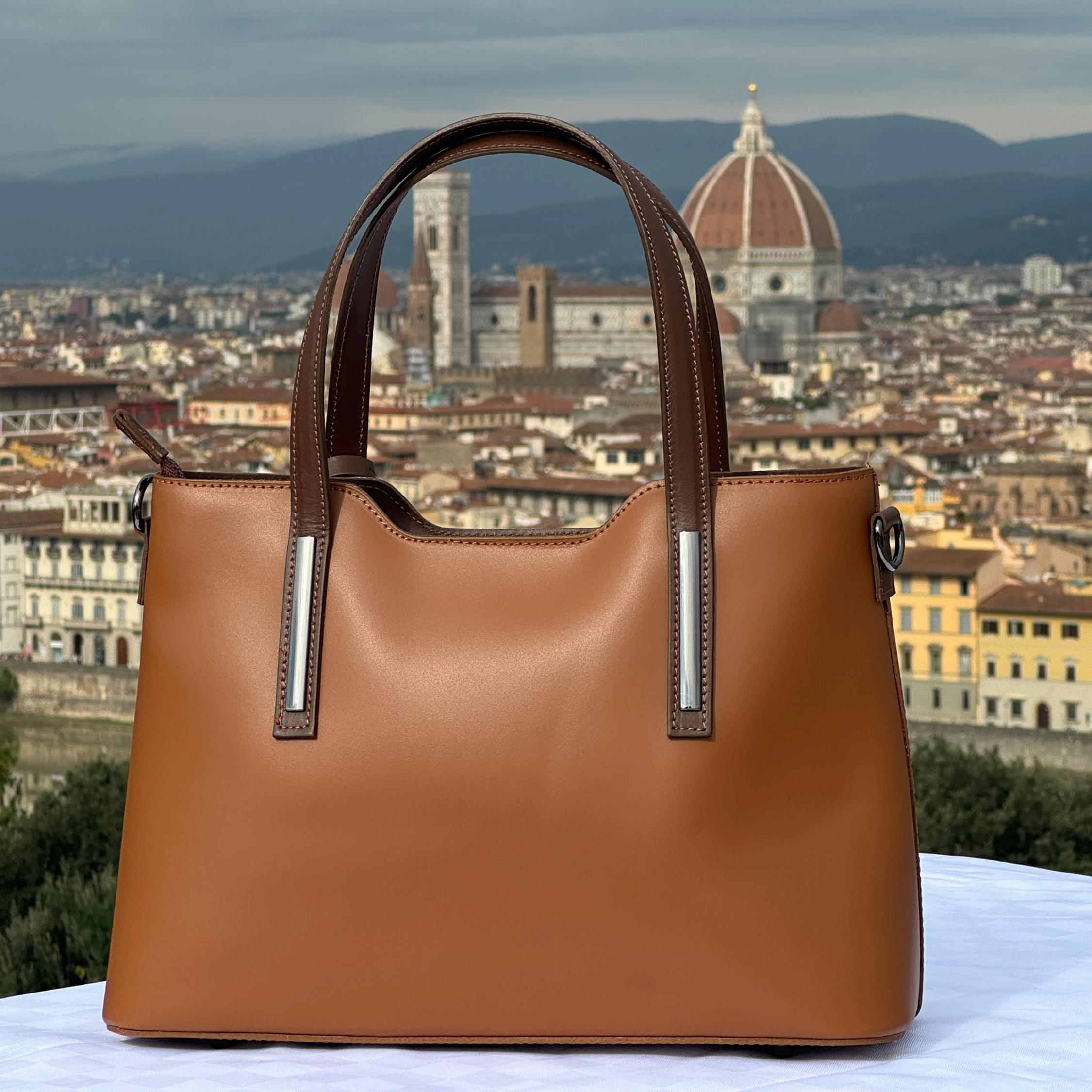 Italian Handmade Leather Bag For Women | Elegant Brown Leather Tote Bag From Florence, Made in Italy