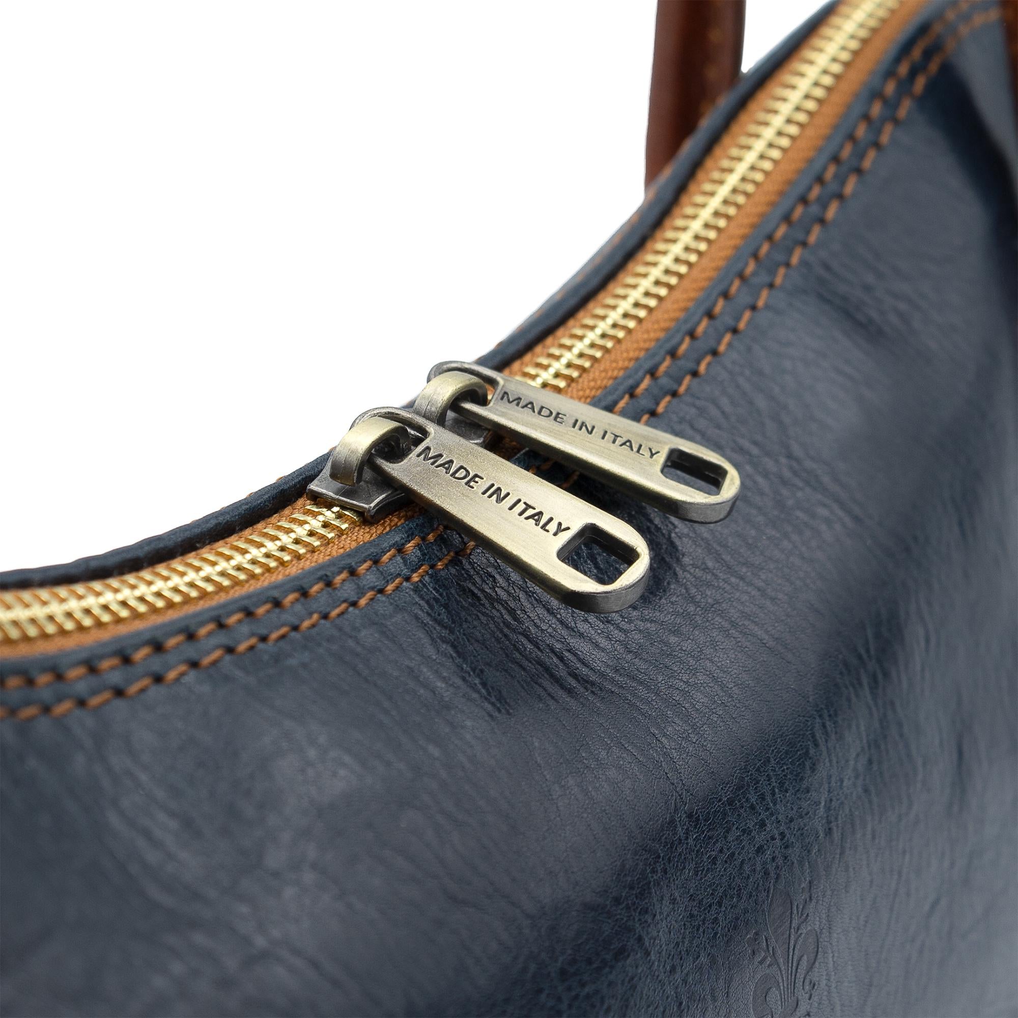 Italian Handmade Leather Bag For Women | Vintage Dark Blue Leather Purse | From Florence, Made in Italy