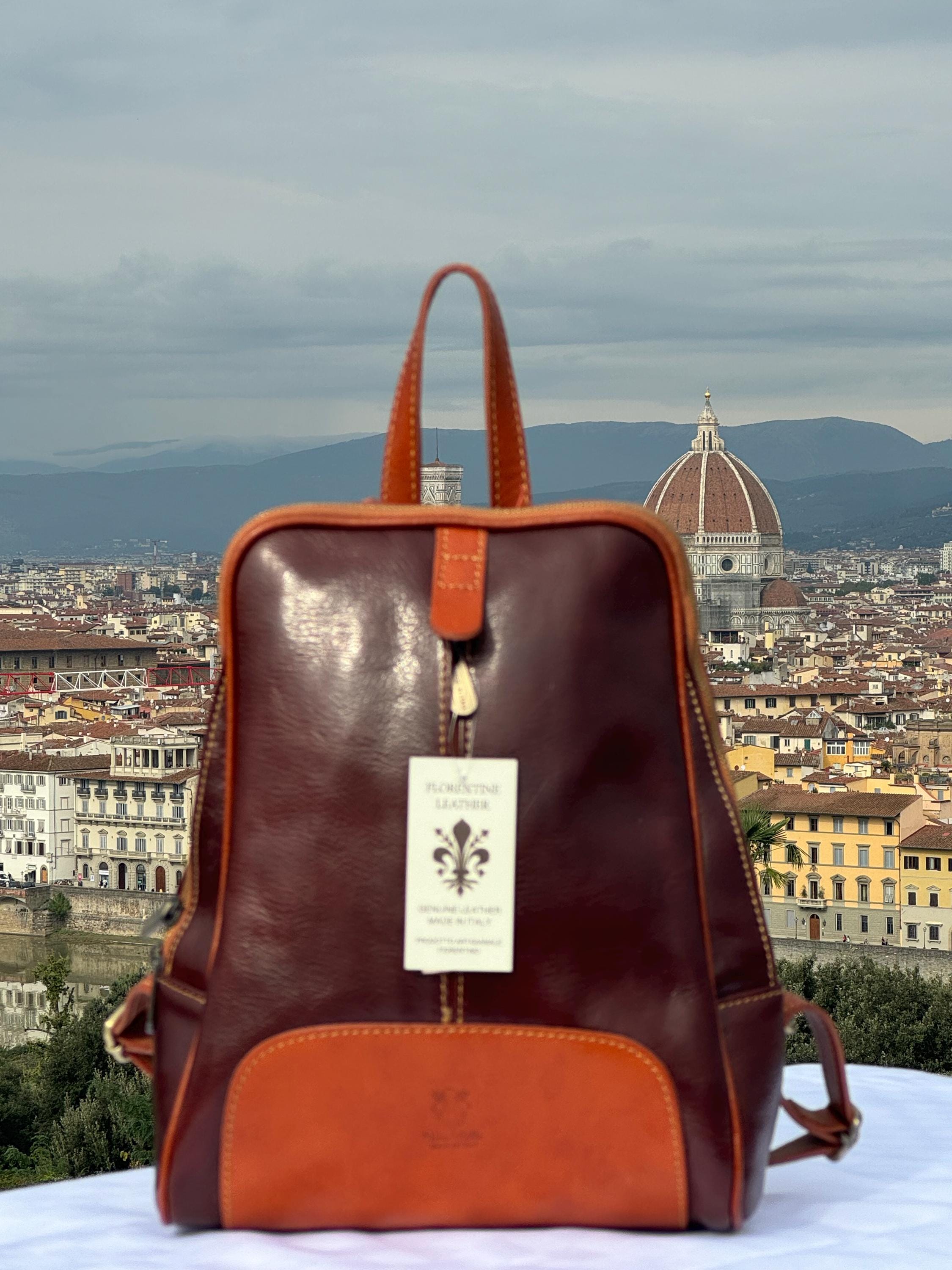 Italian Handmade Leather Bag For Women | Elegant Vintage Leather Backpack | From Florence, Made in Italy