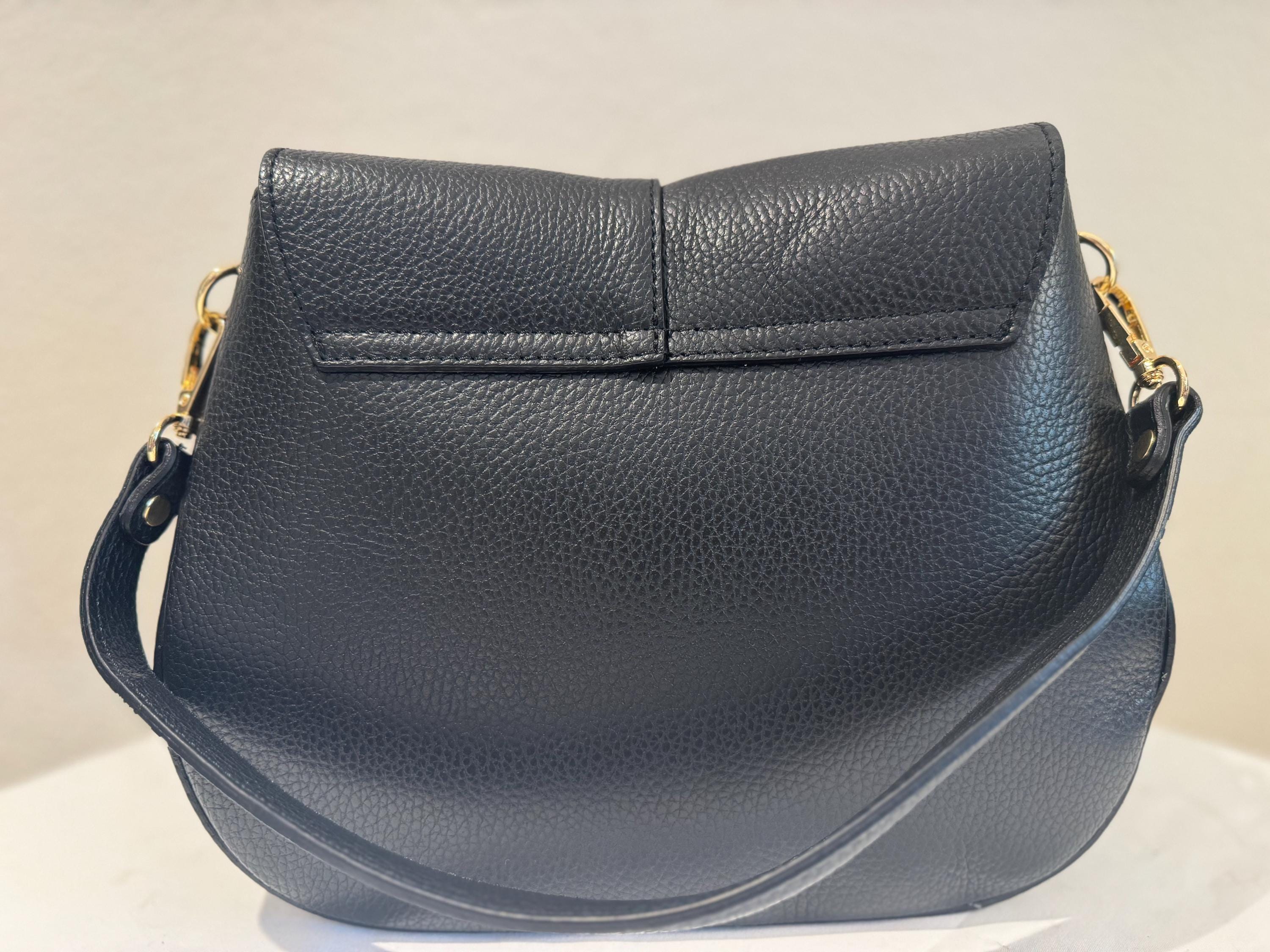 Italian Handmade Leather Bag For Women | Elegant Black Leather Crossbody Bag | From Florence, Made in Italy