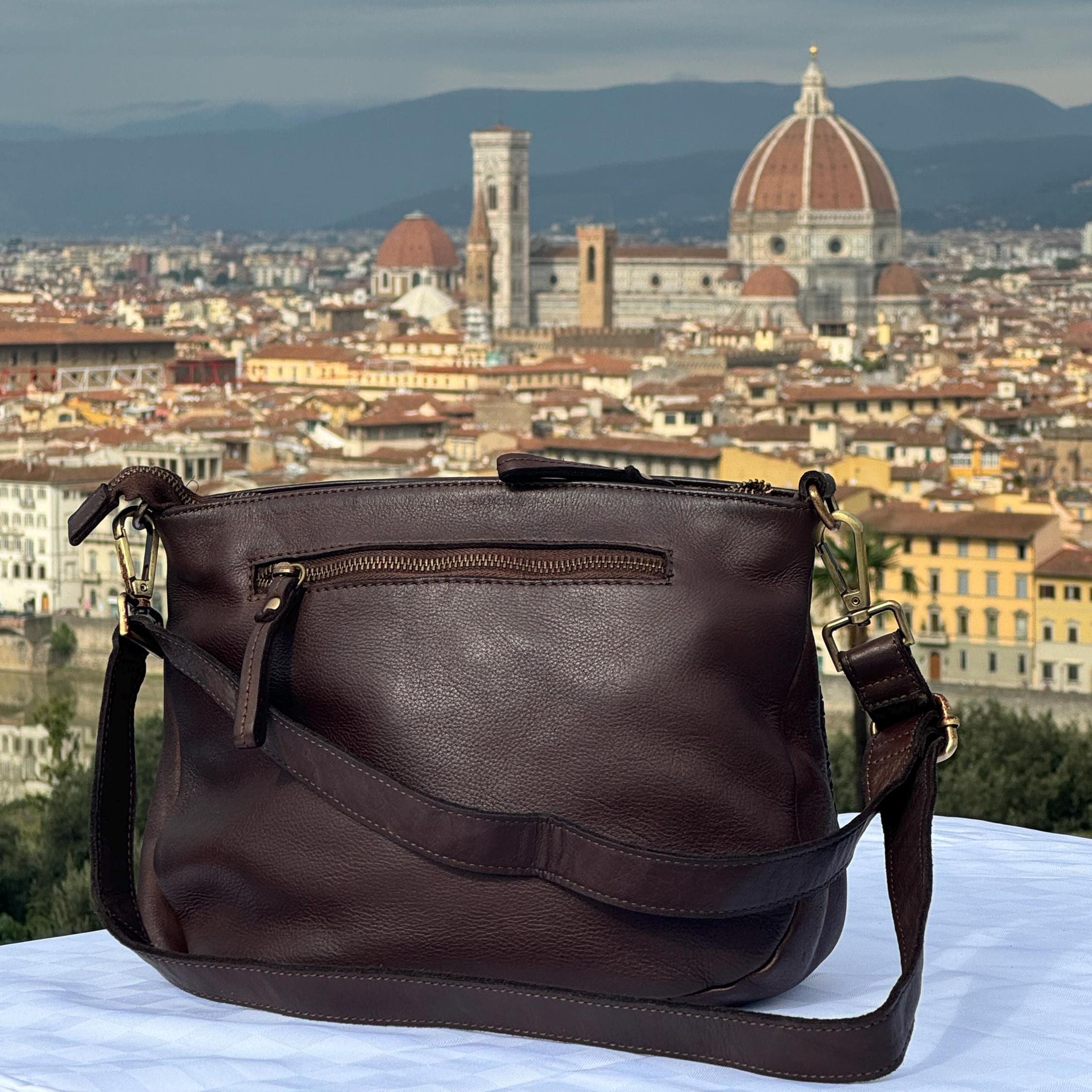 Italian Handmade Woven Leather Bag For Women | Elegant Crossbody Bag From Florence, Dark Brown Bag, Made in Italy