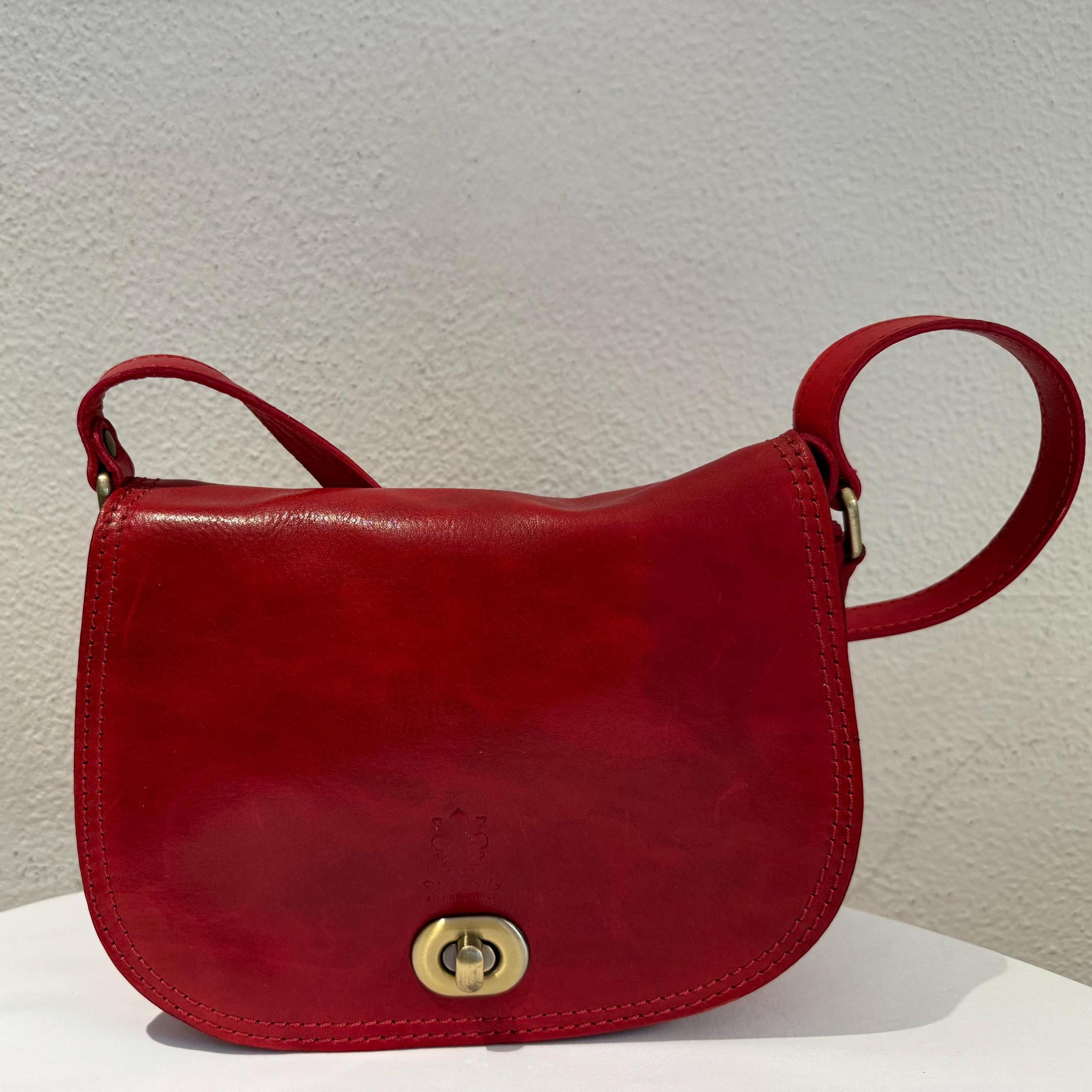 Italian Handmade Leather Bags For Women | Elegant Saddle Bag From Florence, Red Bag, Made in Italy