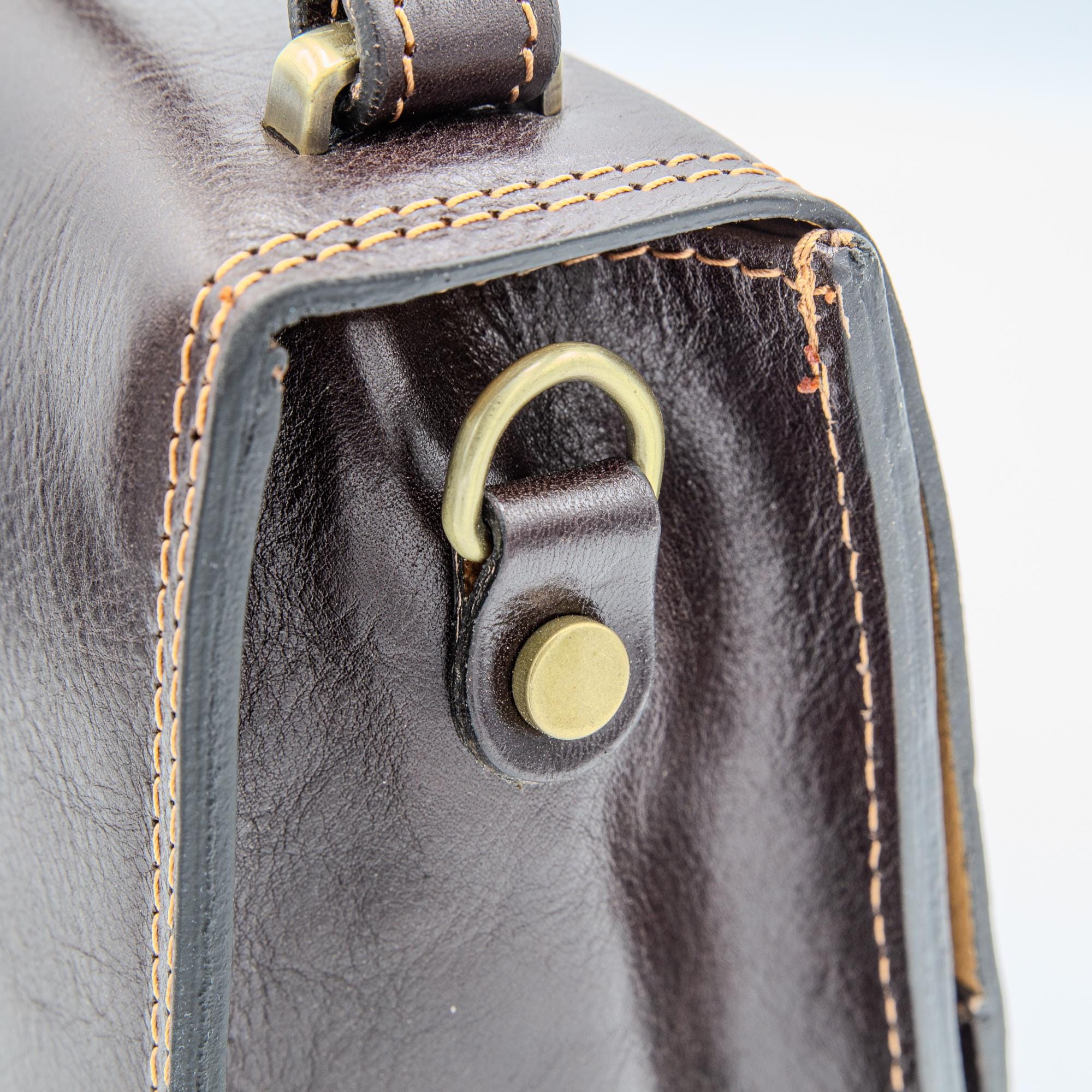 Italian Handmade Leather Bag For Women | Vintage Dark Brown Leather Satchel From Florence | Elegant Crossbody Bag, Made in Italy
