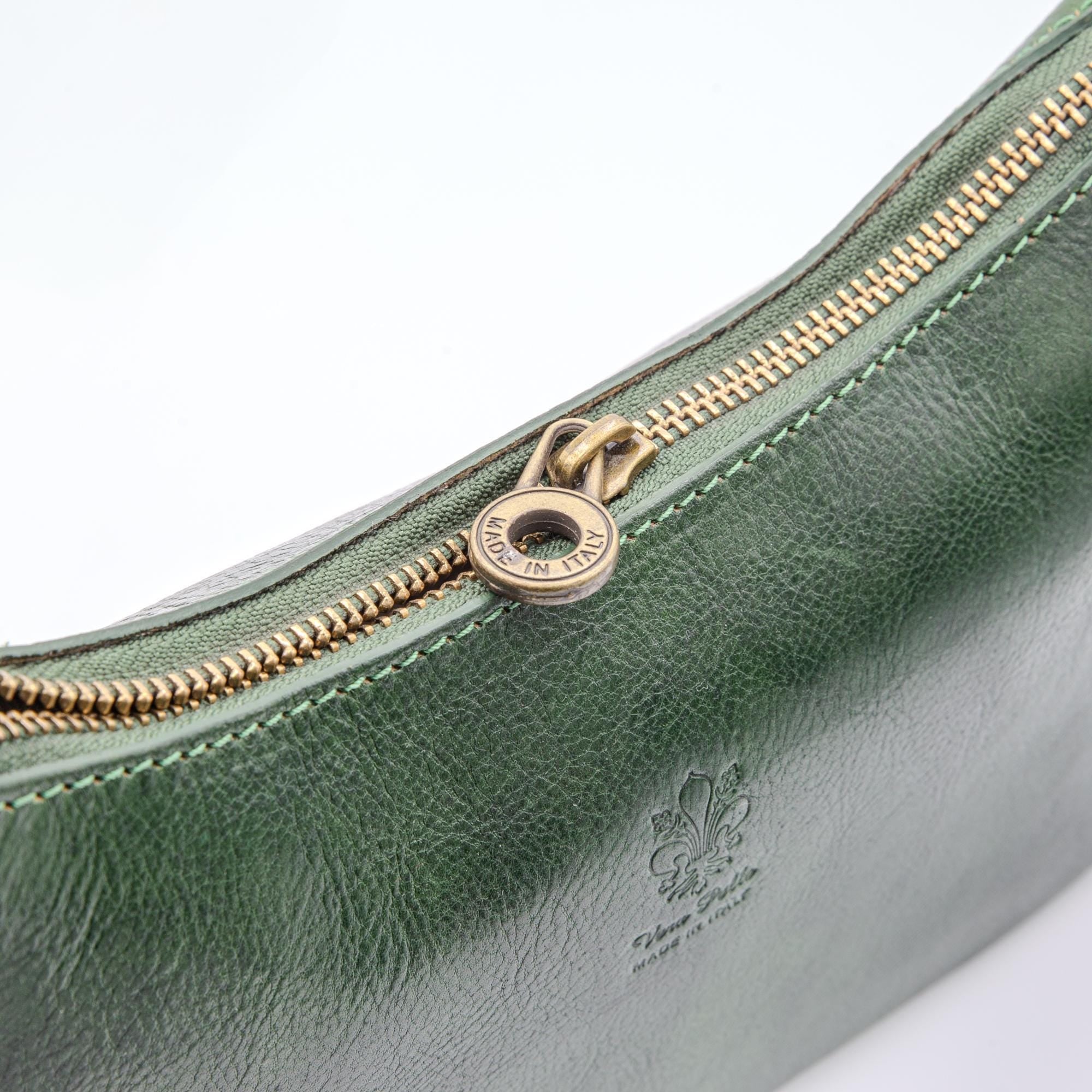 Italian Handmade Leather Bag for Women | Elegant Green Shoulder Bag from Florence | Made in Italy