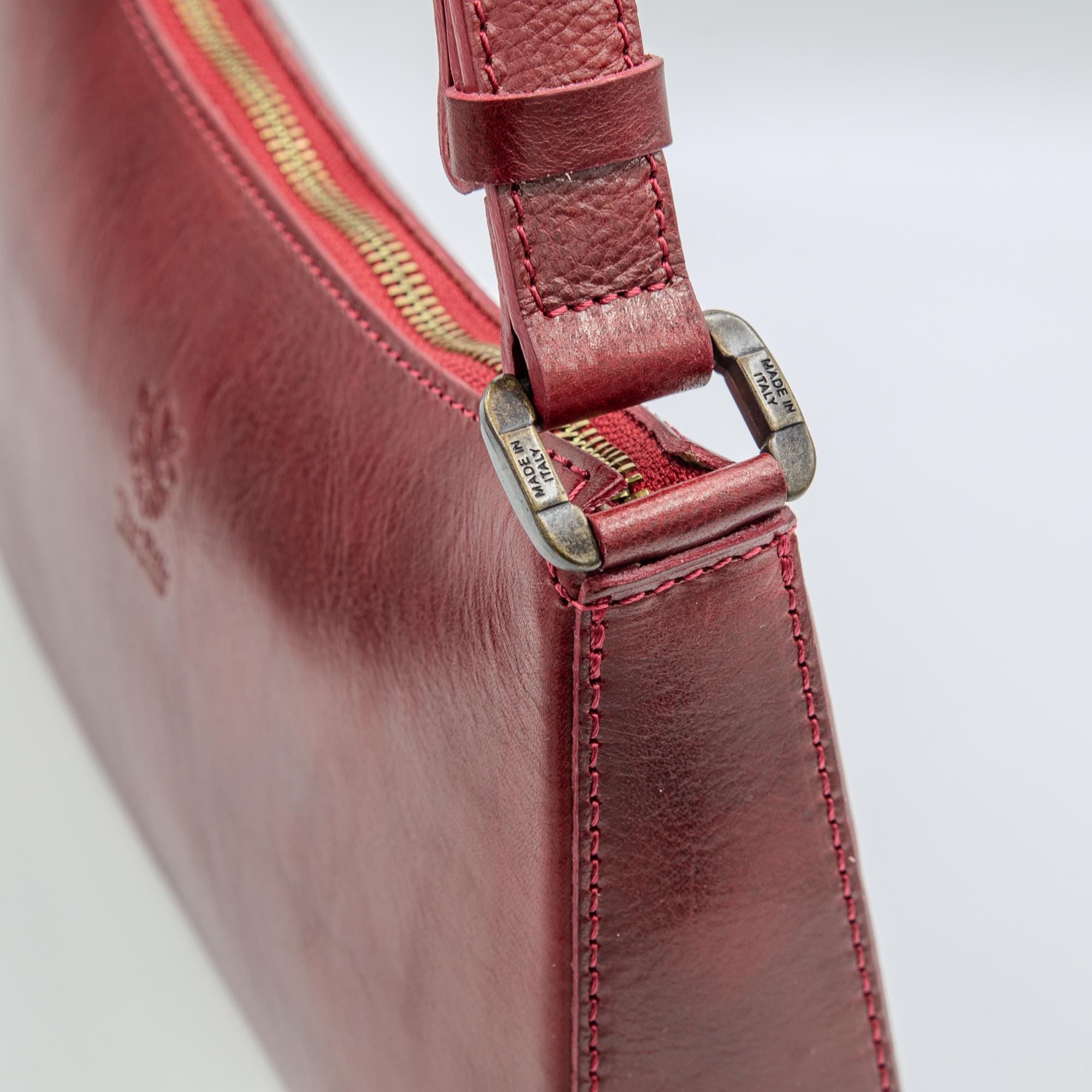 Italian Handmade Leather Bag for Women | Elegant Red Shoulder Bag from Florence | Made in Italy