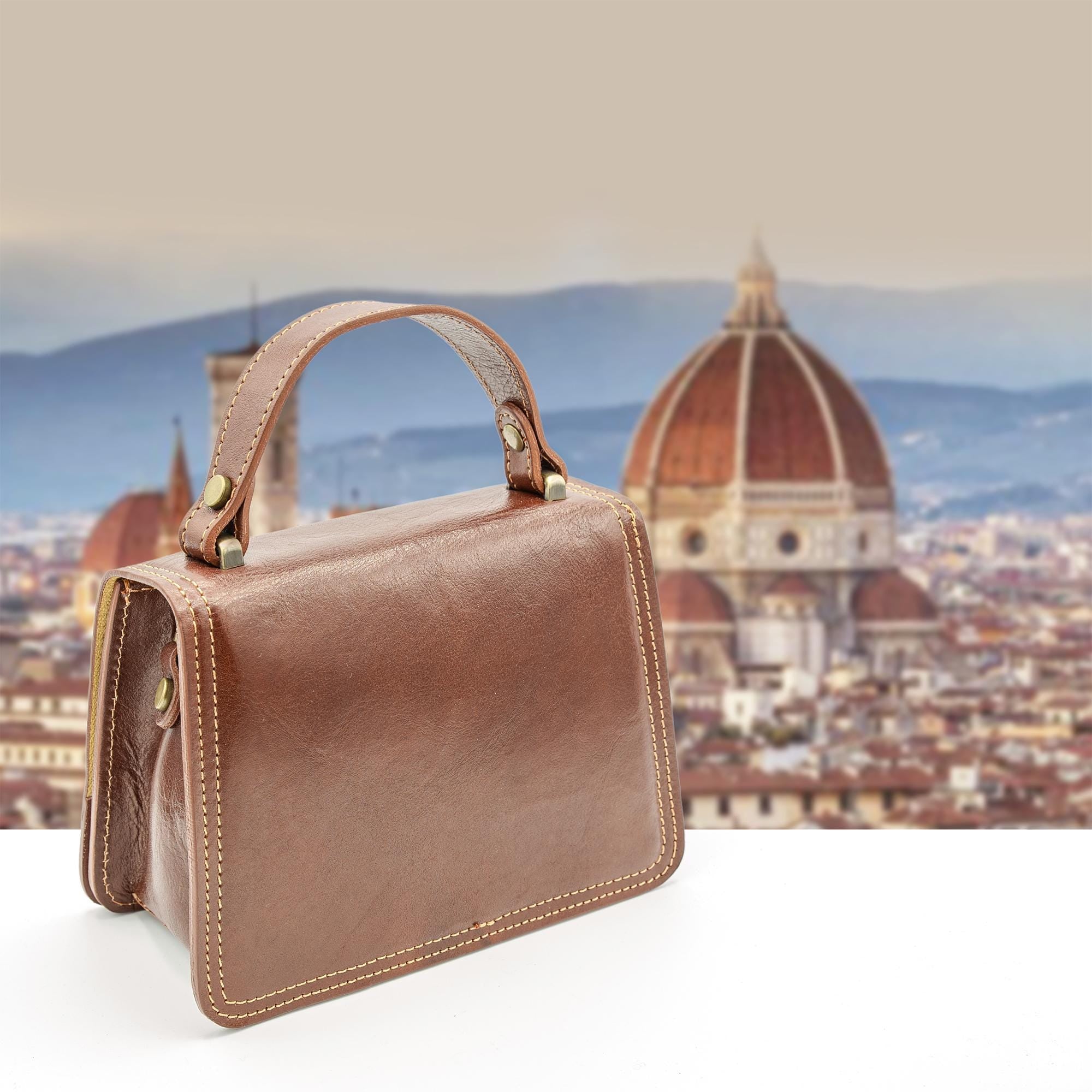 Italian Handmade Leather Bags For Women | Elegant Brown Crossbody Bag |  Shoulder Bag From Florence, Made in Italy
